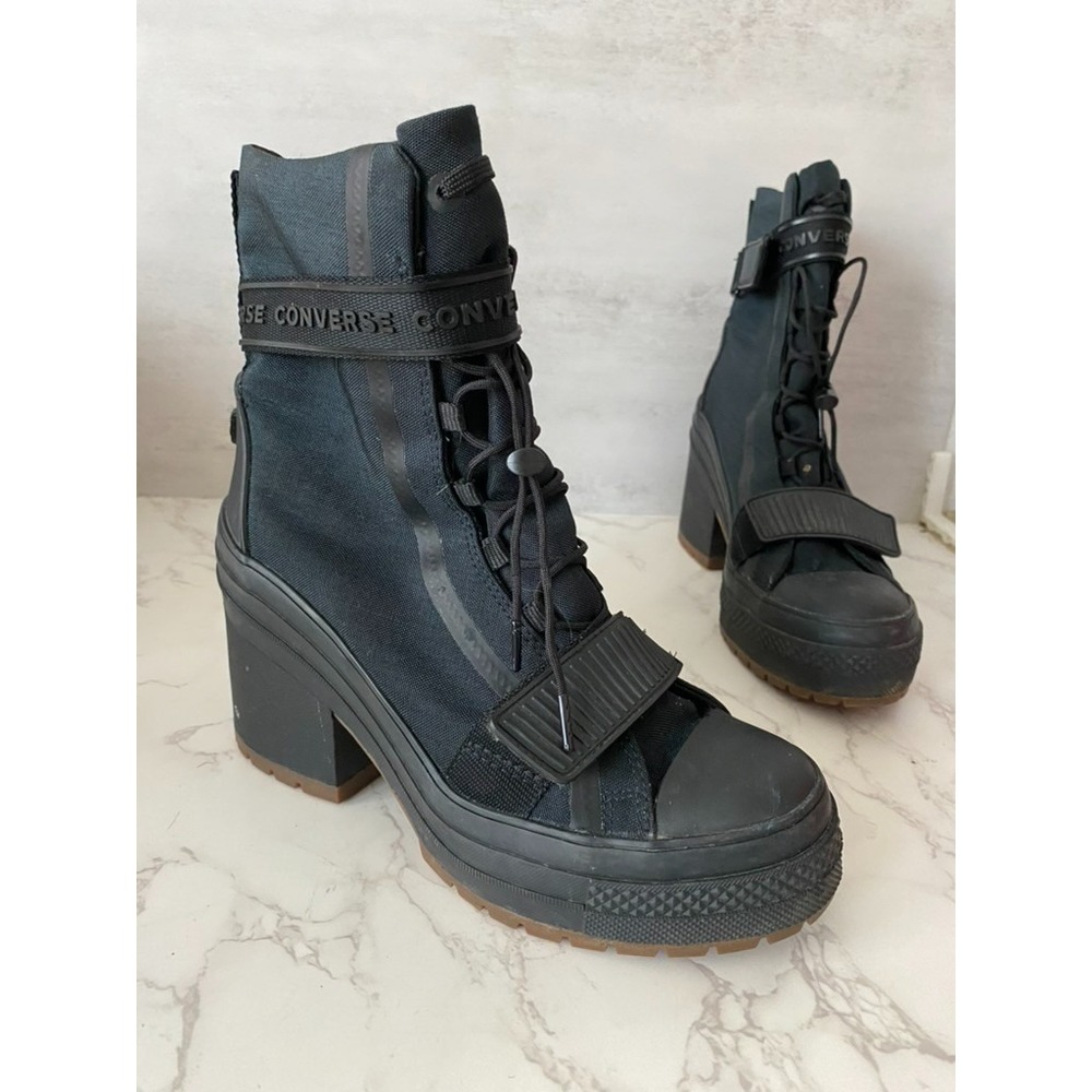 Converse Chuck Taylor All Star GR82 Platform Heel Boots 7.5 Black Grunge Goth